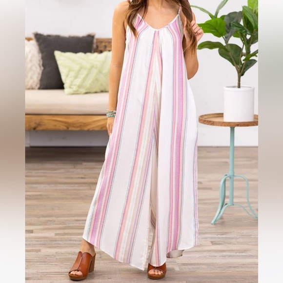 Pacific Beach Stripe Asymmetrical Cover up Jumpsuit XL - Picture 12 of 14